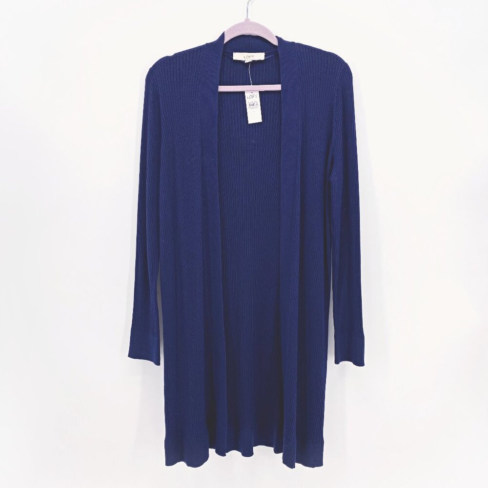 Loft Long Ribbed Open Cardigan